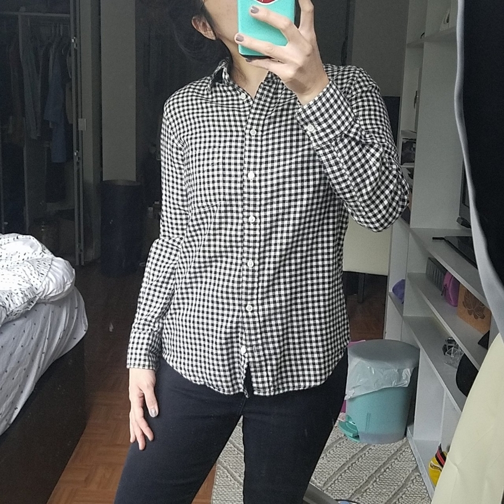 Black plaid shirt